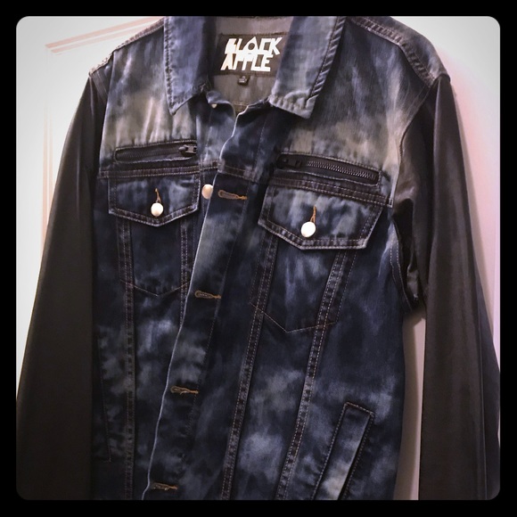 Apple Denim Jacket With Leather Sleeves 